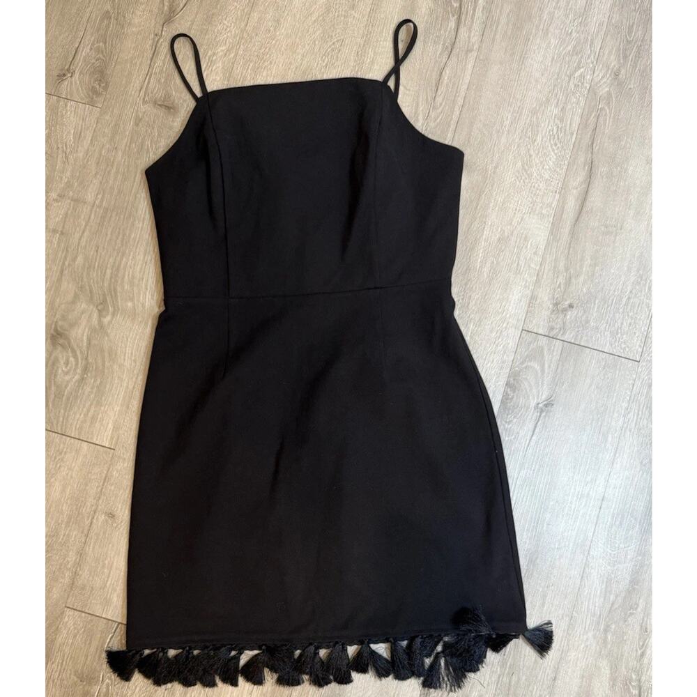 Nwt Women’s Sugar Lips Sz Medium Black Dress Cocktail Spagetti Dress Tassels
